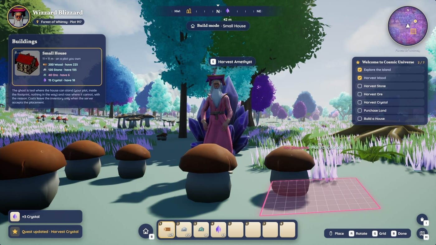 Build mode among giant mushrooms